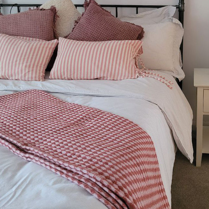 TBCo Pink Argyle Checkered Cotton Throw