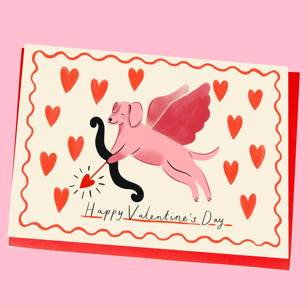 Kitty Kenda Happy Valentines Day Cat / Dog Cupid Card