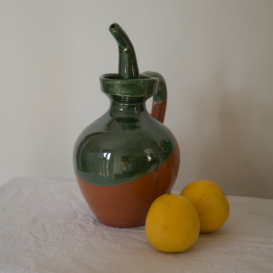 Roca Caus Traditional Oil Cruet in Olive Green and Terracotta
