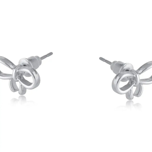 Big Metal London Santorini Bow Stud Earrings in Silver or Gold Plates
