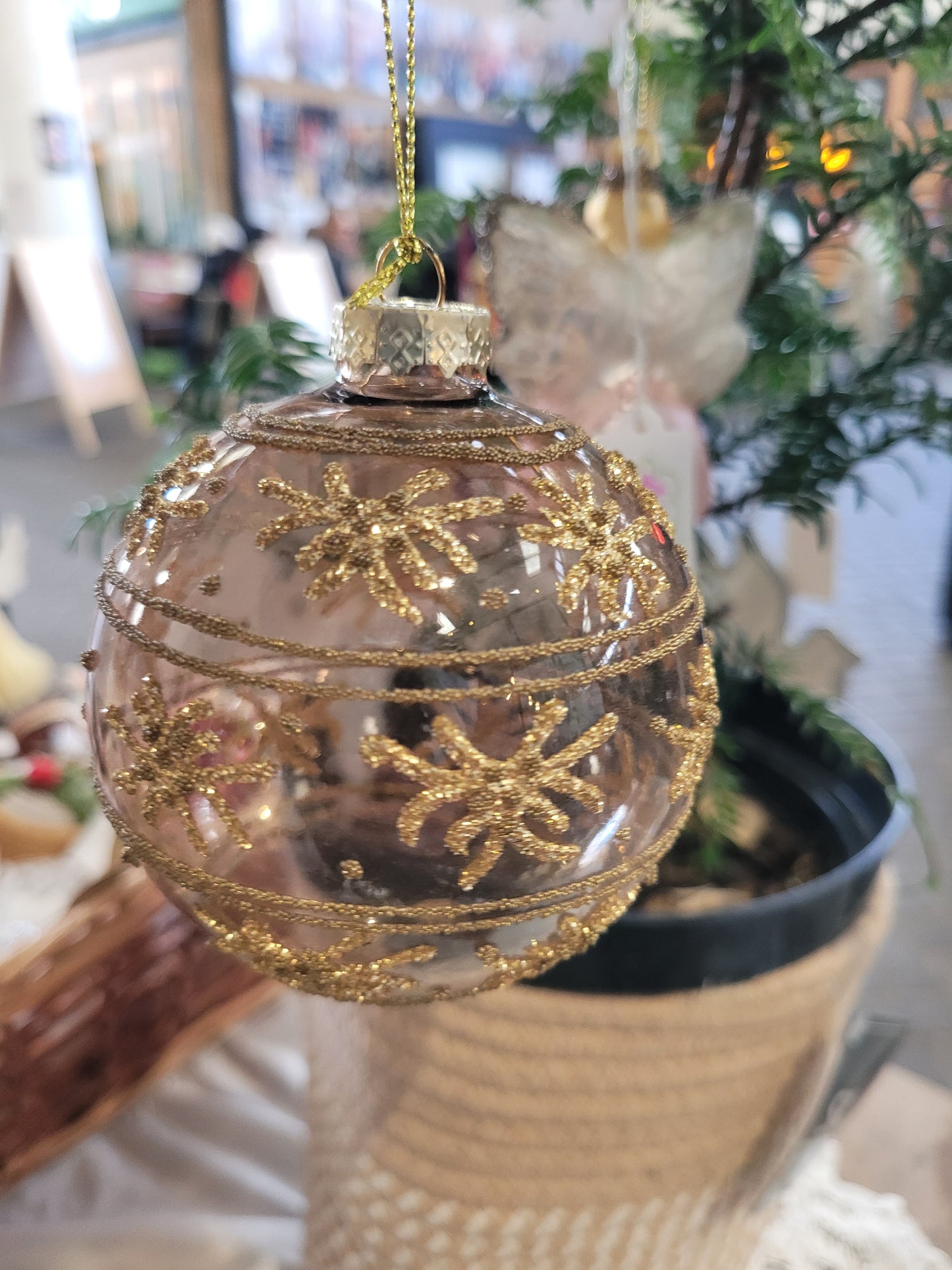 Bloomingville Ciana Clear Glass Christmas Bauble in Gold