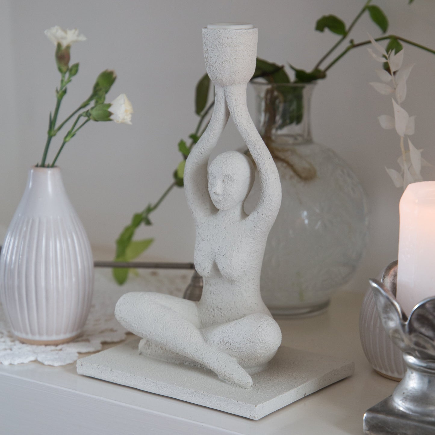 Bloomingville Lucie Candle Holder in White