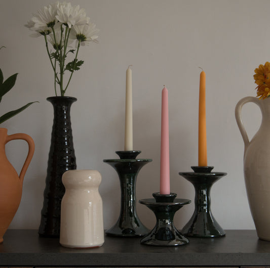 Roca Caus Handmade White Ceramic Candle Holder in Small