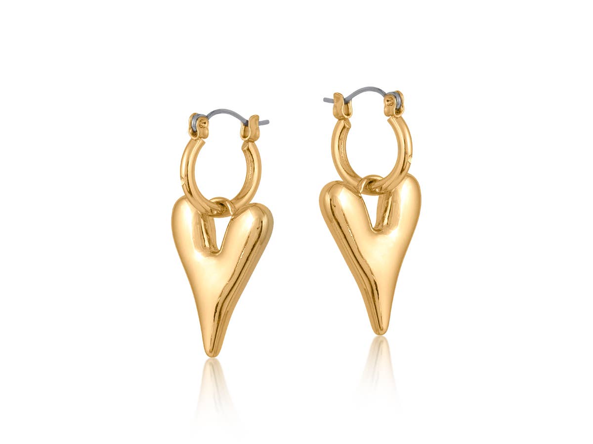 Daria Puff Heart Hoop Earrings in Silver or Gold Plater
