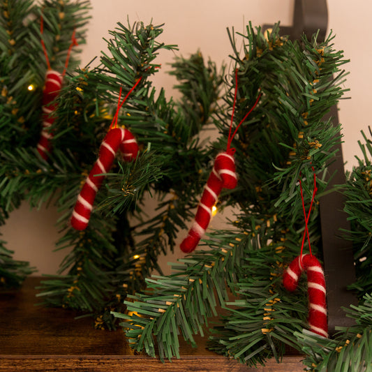 Sass and Belle Mini Felt Candy Canes Christmas Decorations