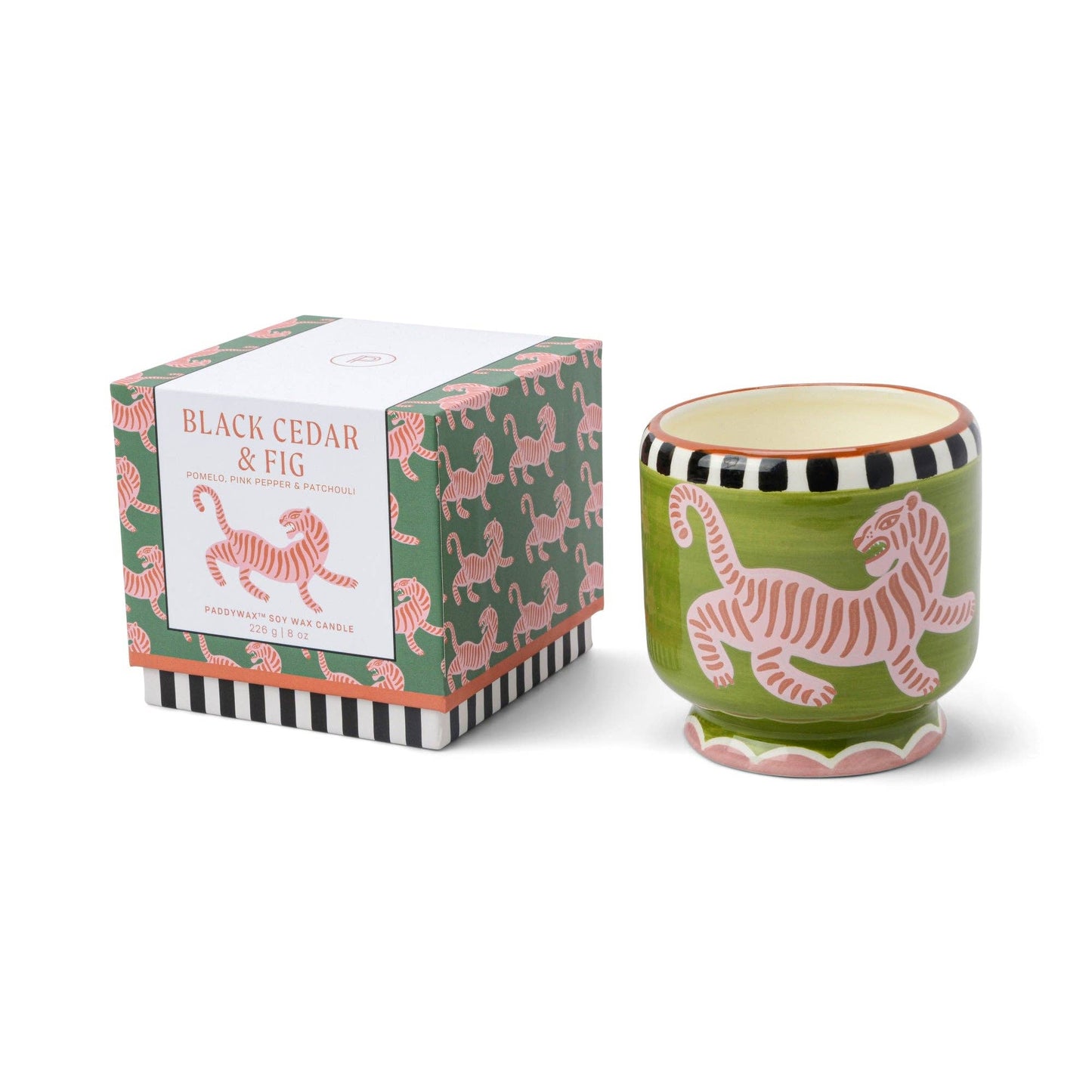 Paddywax A Dopo Tiger Ceramic Candle Black Cedar & Fig