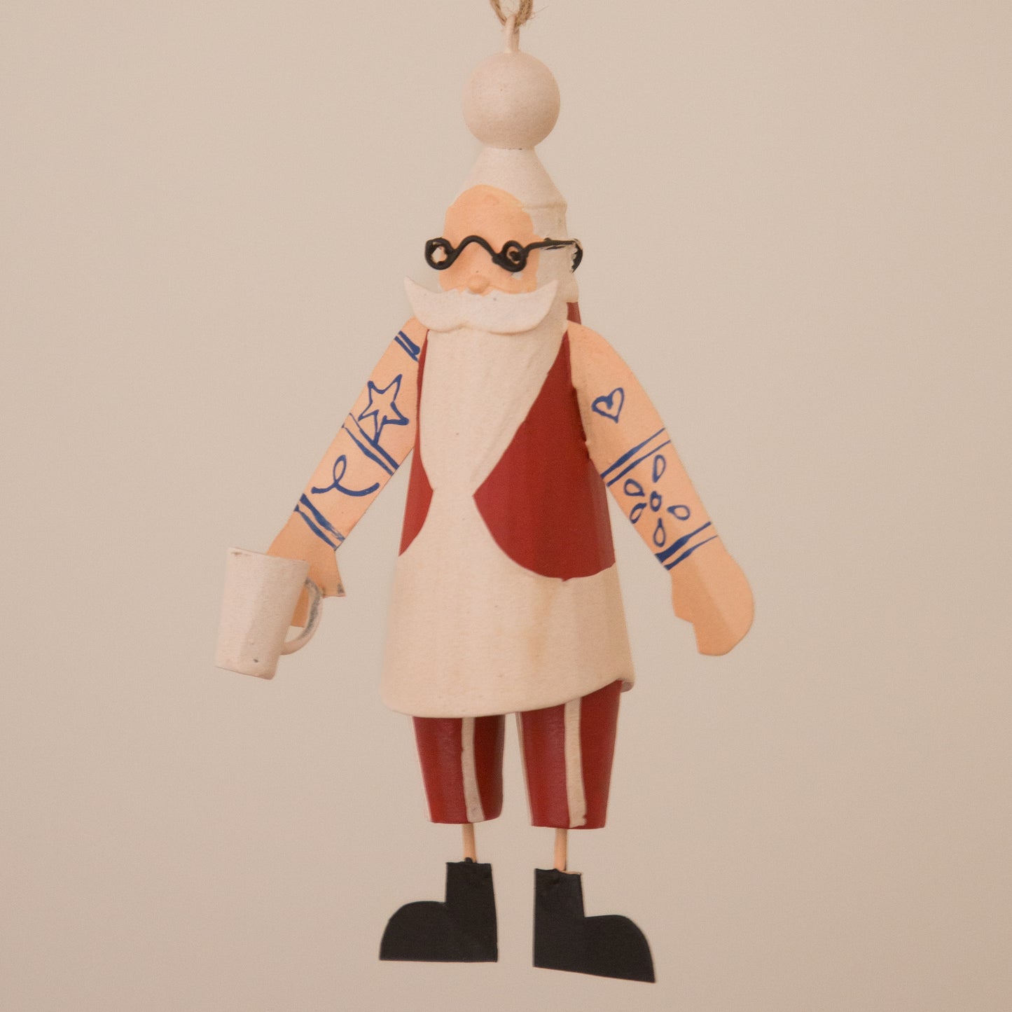 Shoeless Joe Hipster Santa Hanging Decoration