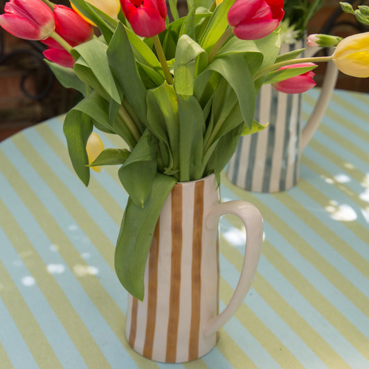 Bloomingville Begonia Striped Jug in Green or Brown