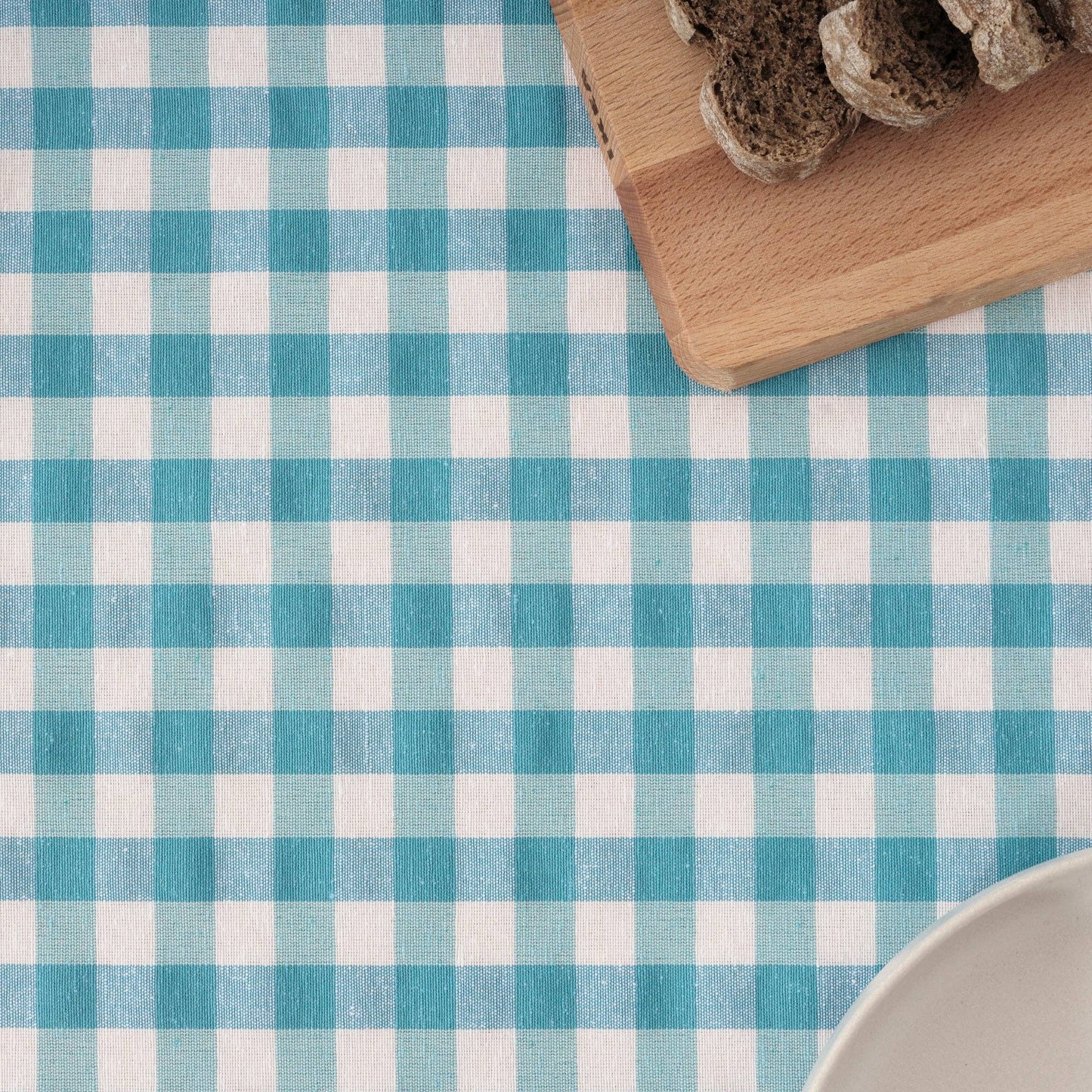 SG Hogar Light Blue Gingham Tablecloth in Various Sizes
