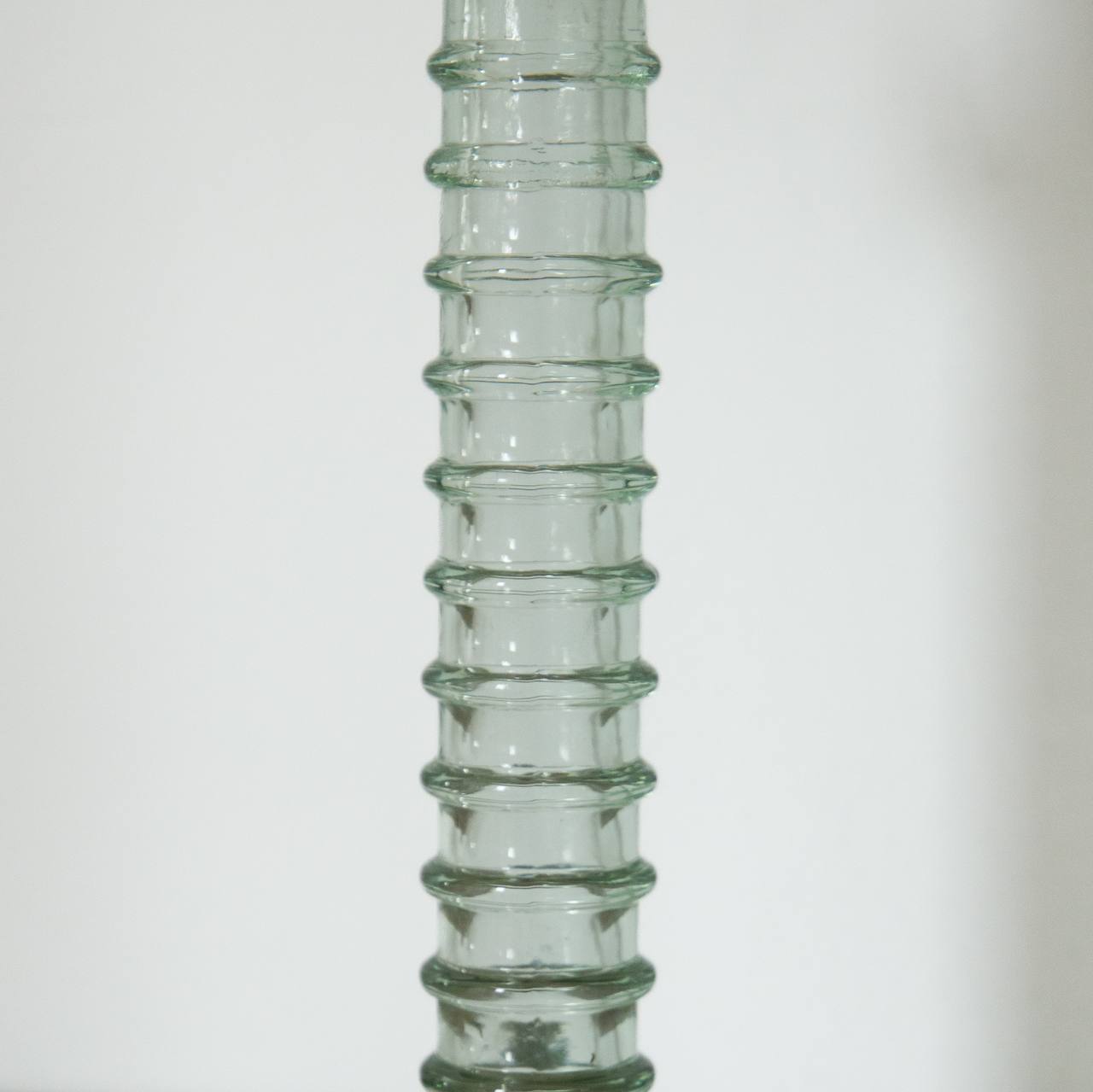 Vintage and Preloved Tall Glass Ribbed Candle Holder