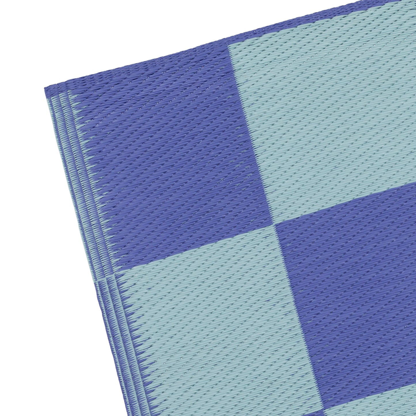 Blue Checkerboard Outdoor 100% Recycled Rug