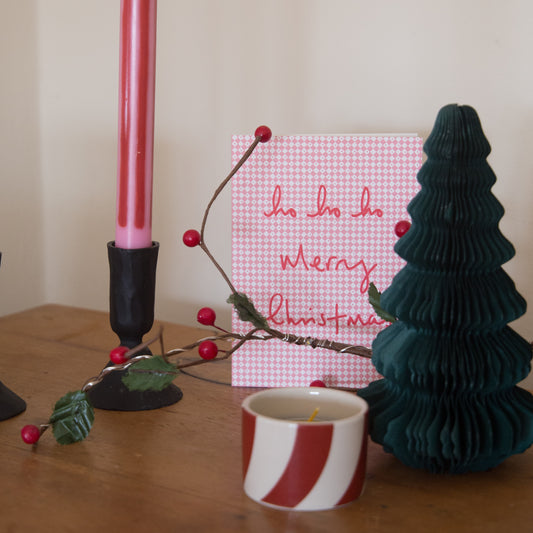 Bloomingville Ceramic Red and White Striped Tea Light Votive