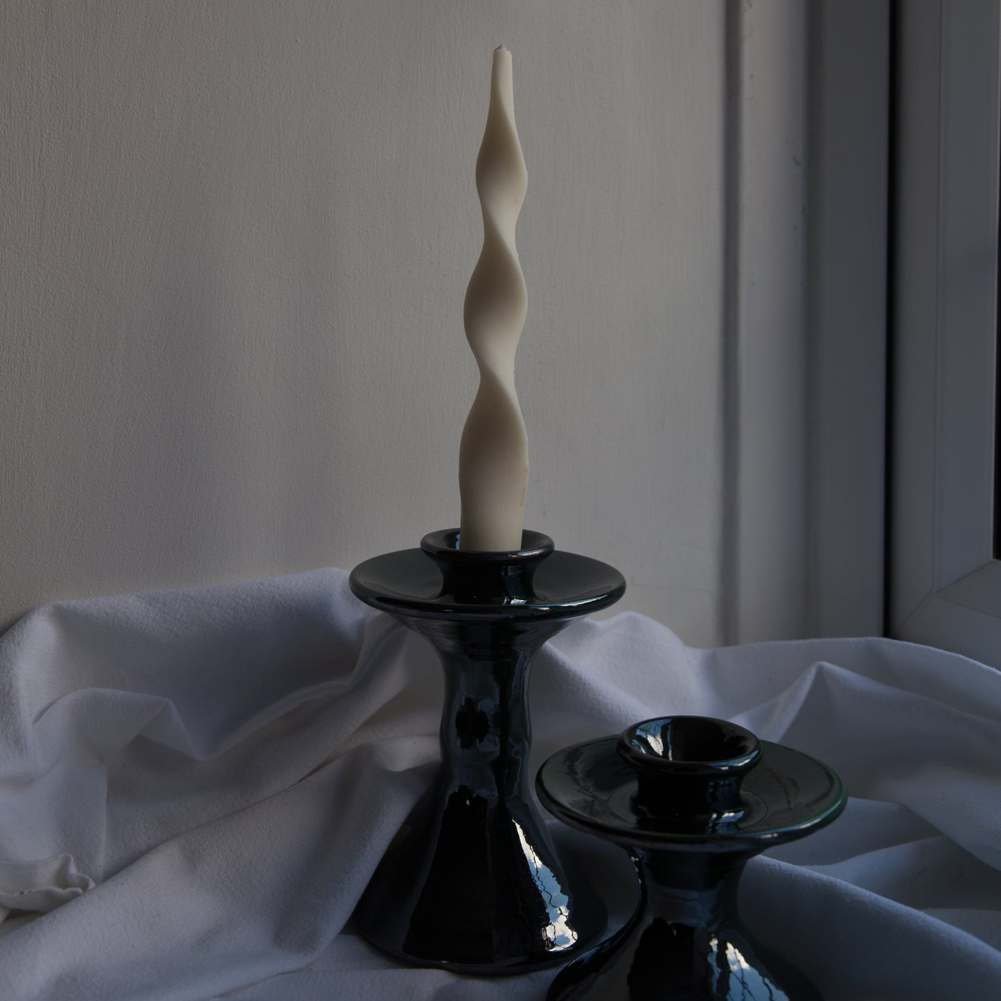 Soie London Ribbon Candle Sticks in Vanilla or Blush Pink