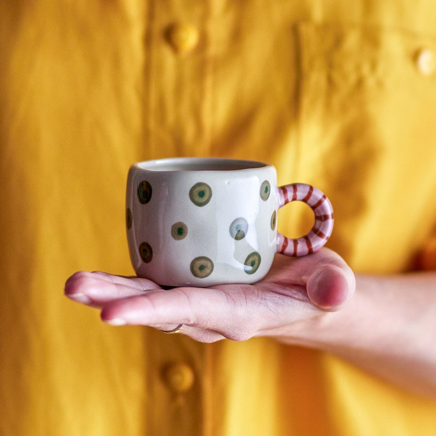 Bloomingville Nini Cup in Green and Pink Polkadot