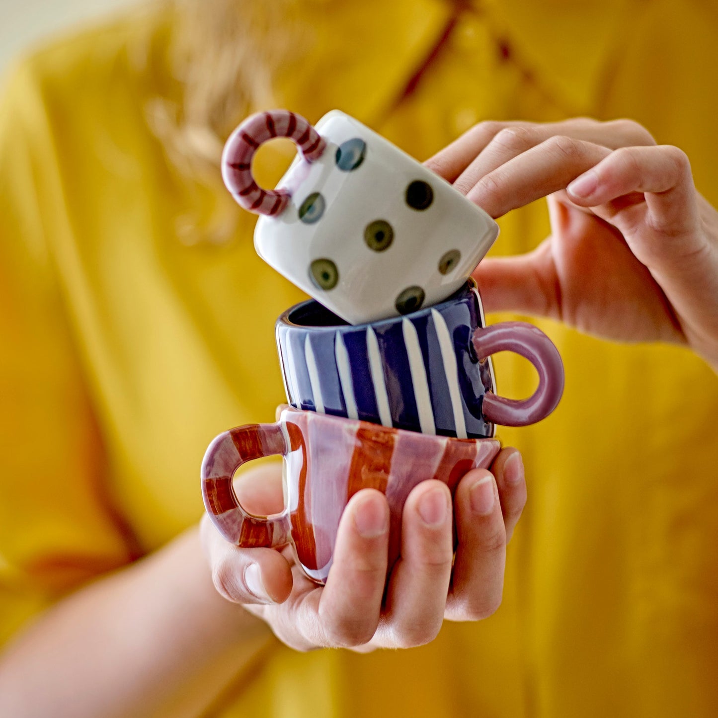 Bloomingville Nini Cup in Green and Pink Polkadot