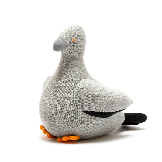 Best Years Grey Pigeon Baby Rattle in Organic Cotton Knit