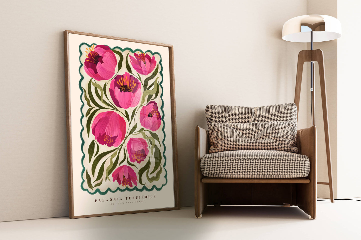 Kate Fox Peony Flower Market Hand Drawn Art Print in A3