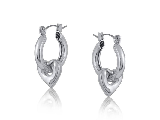 Big Metal London Gemma Heart Drop Hoop Earrings