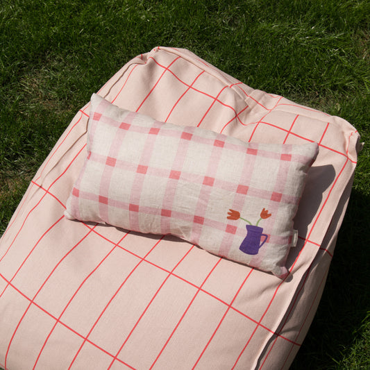 Nobodinoz Pink Tulips Linen Cushion