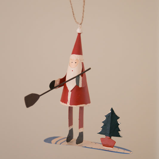 Shoeless Joe Paddle Board Santa Hanging Decoration