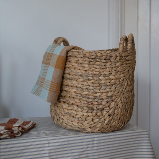 Water Hyacinth Basket with Circle Handles