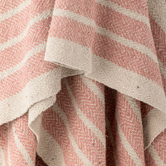 Pink Striped recycled Cotton Throw