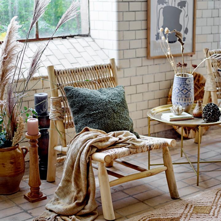 Bloomingville Turin Green Woolen Cushion