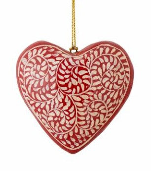 Bloomingville Cassidy Paper Mache Christmas Heart Ornament