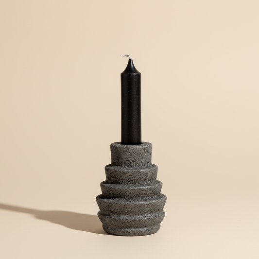 Bloomingville Black Stoneware Candle Holder