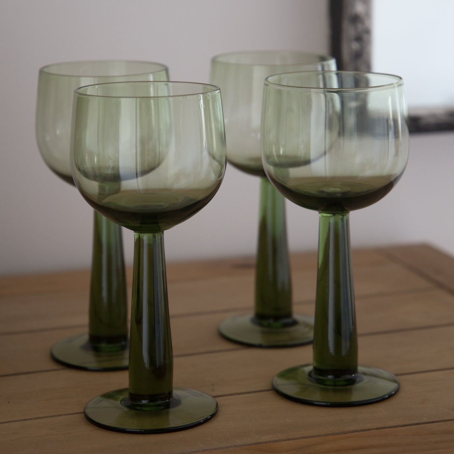 Tall Wine Glasses in Olive Green