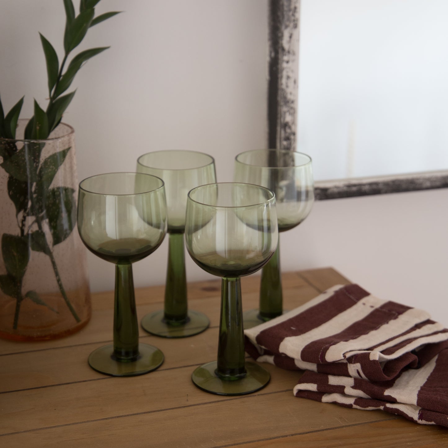 Wine Glasses in Olive Green