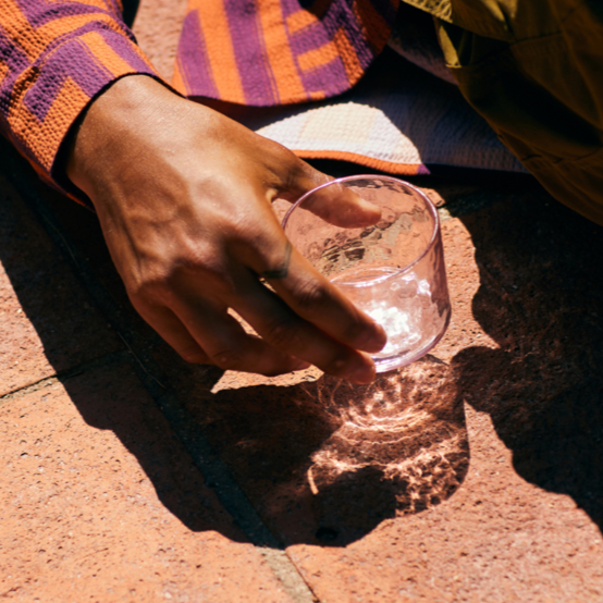 Textured Tube Drinking Glass in Pink
