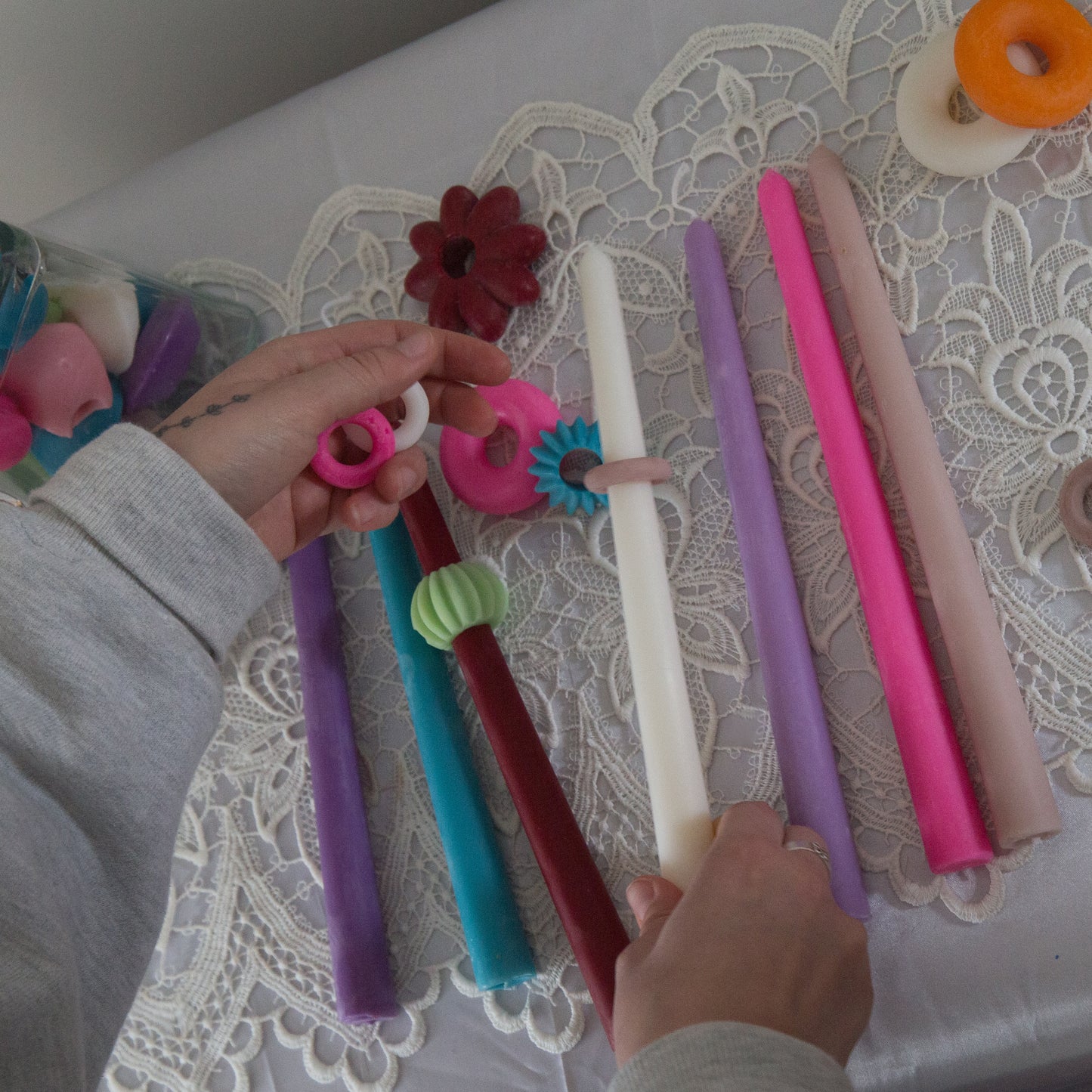 Coconut Wax Taper Candle in Various Colours