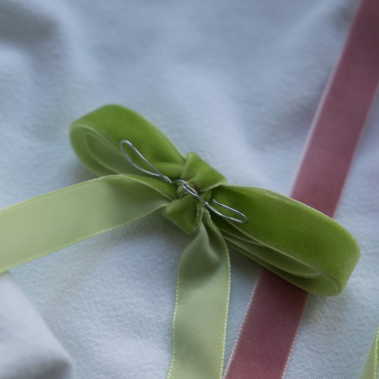 Essence Home Handmade Decorative Candle Velour Bows in Green or Pink