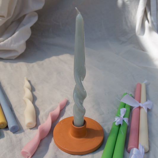 Maegen Soy Wax Twist Candle in Cornflower Blue or Leaf Green