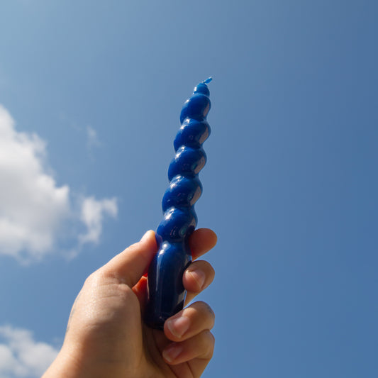 Maegen Spiral Soy Wax Candle in Tangerine or Navy