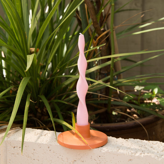 Soie London Ribbon Candle Sticks in Vanilla or Blush Pink