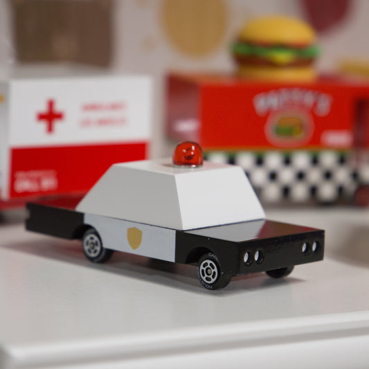 Candycar Shewiff Police Car Wooden Diecast Toy Car