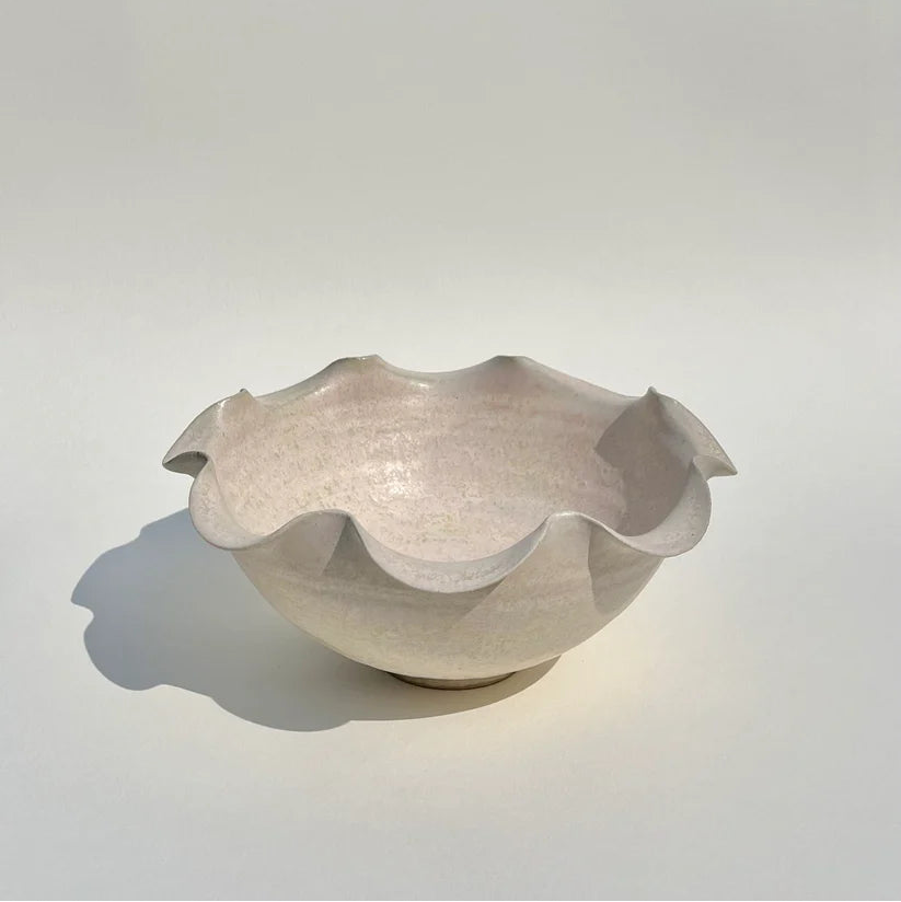 Jess Ellis Glazed Frilly Ceramic Bowl - Handmade Art