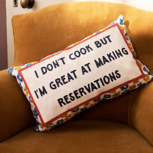 Pillow Drop 'I Don't Cook' Needlepoint Scatter Cushion