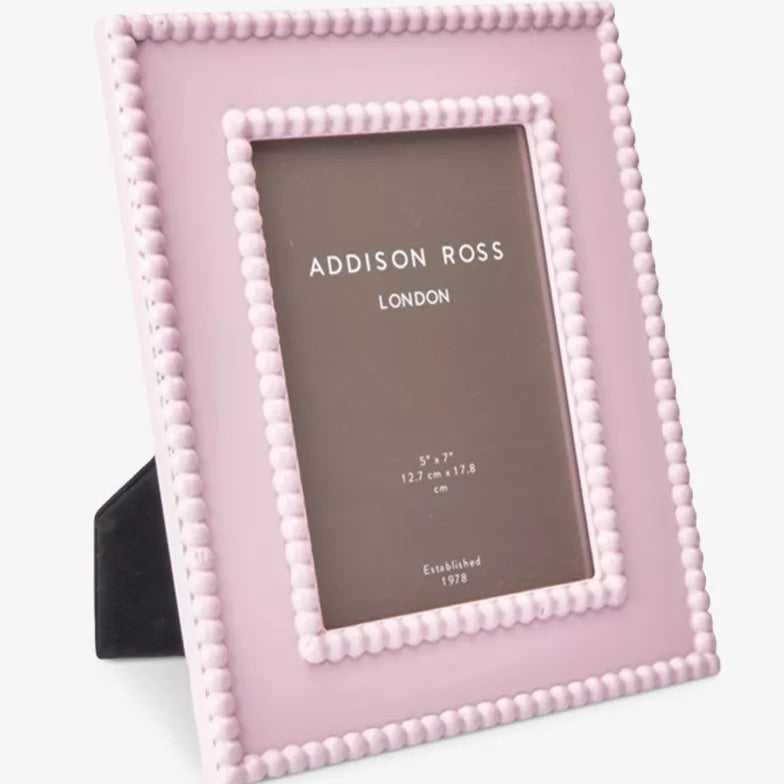 Pink photo frame with 'Addison Ross London' branding on a white background