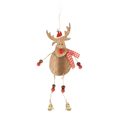 Sass & Belle Reindeer Wooden Brown Hanging Christmas Decoration