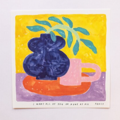 Giant Pansy 'I Want All Of You Or None At All' Square Wall Art Print