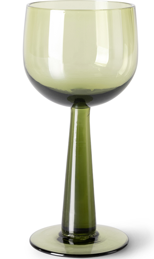 HKLIVING: The Emeralds Tall Wine Glass in Olive Green