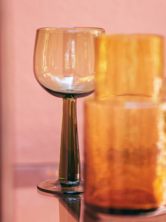 HKLIVING: The Emeralds Tall Wine Glass in Olive Green