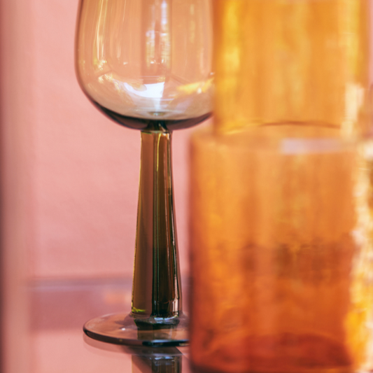 HKLIVING: The Emeralds Tall Wine Glass in Olive Green