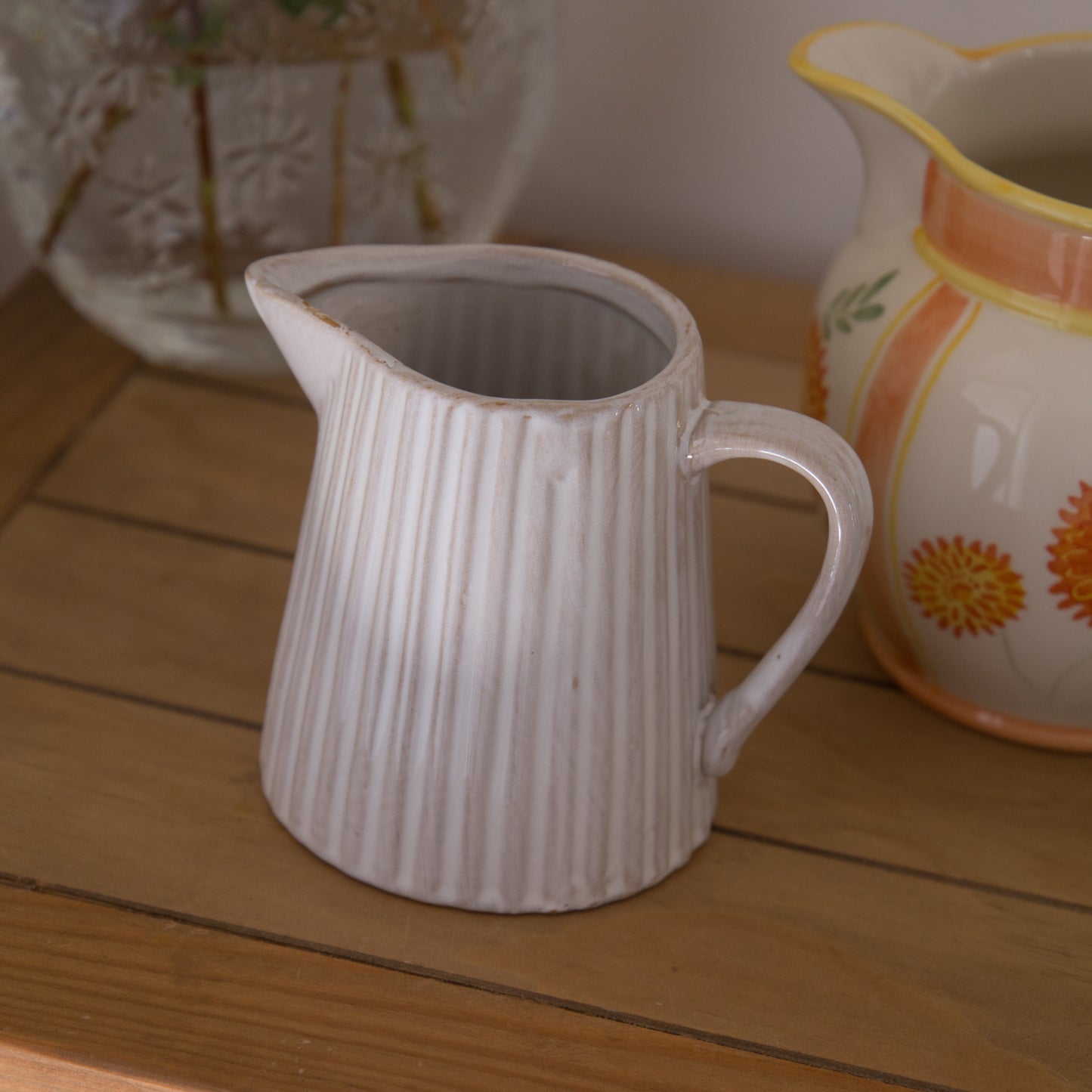 Vintage & Pre-Loved Small Natural Ribbed Jug