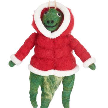 T-Rex in Puffer Jacket Felt Christmas Decoration