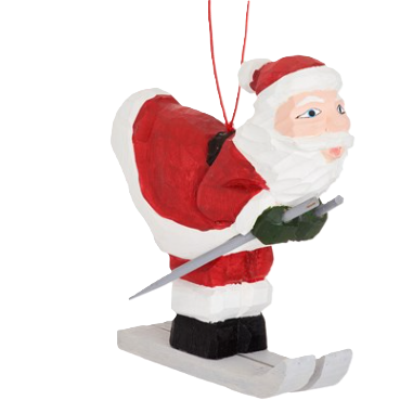 Sass & Belle Wooden Skiing Santa Christmas Decoration