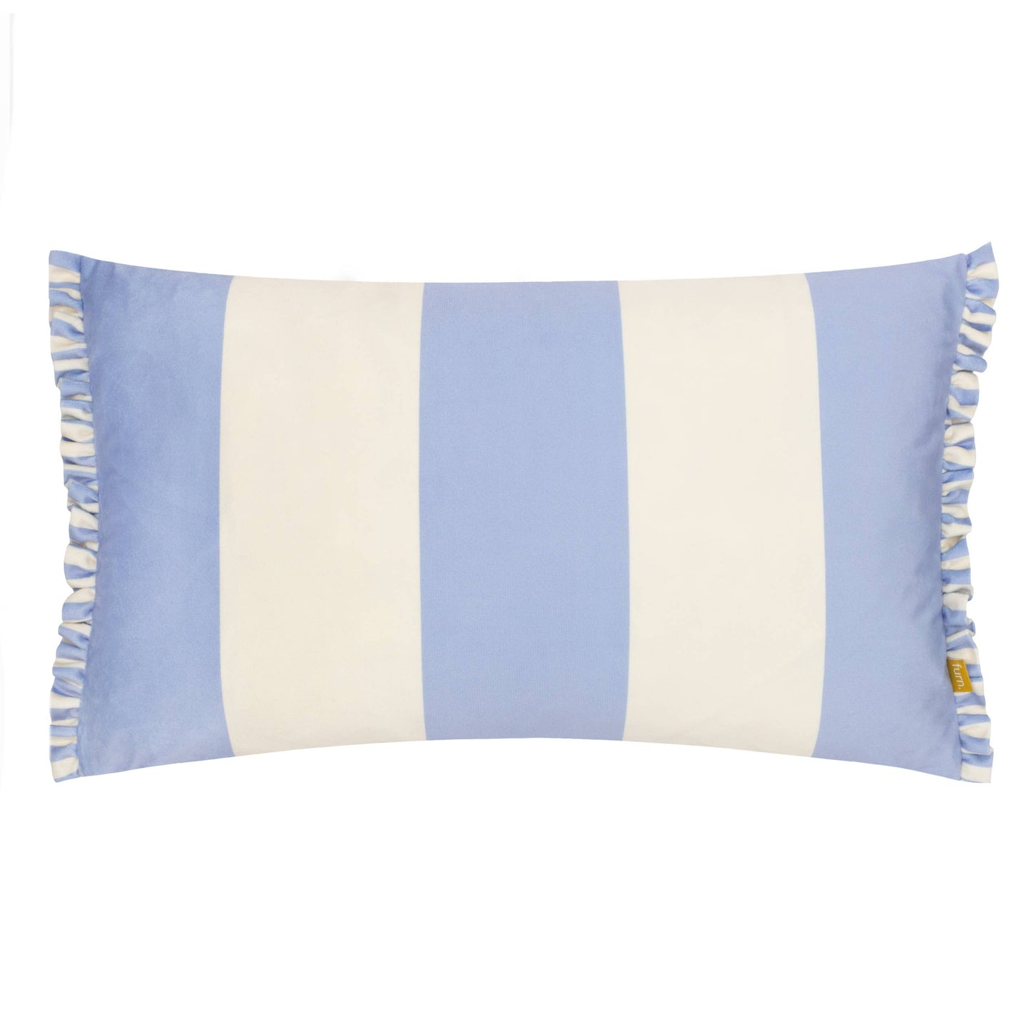 Fern Araya Striped Velvet Cushion Blue & Cream